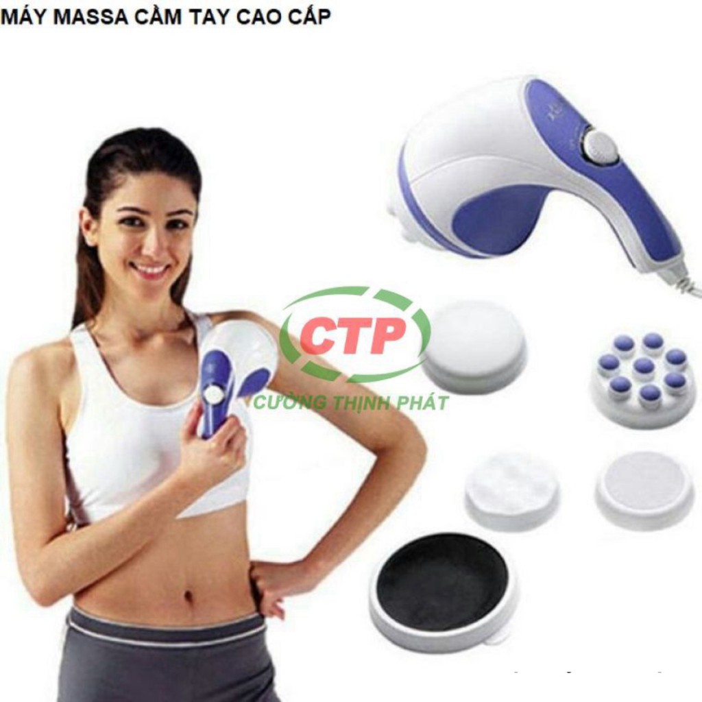 Máy Massage Cầm Tay Mini Máy Mát Xa Giảm Mỡ Lưng Bụng Đùi Đa Năng Relax Spin Tone 5 Đầu