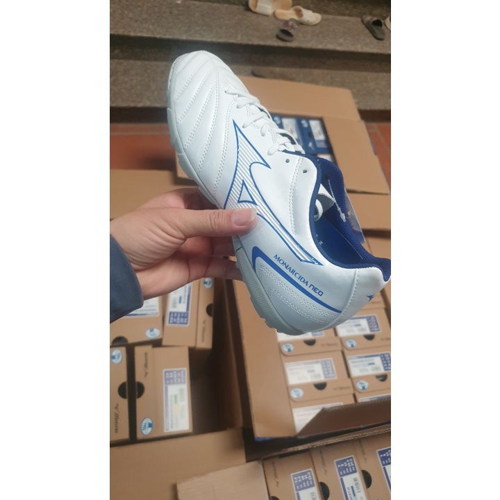 Hàng mới về Mizuno Giày đá bóng Neo II SELECT AS P1GD222525 MÀU TRẮNG XANH