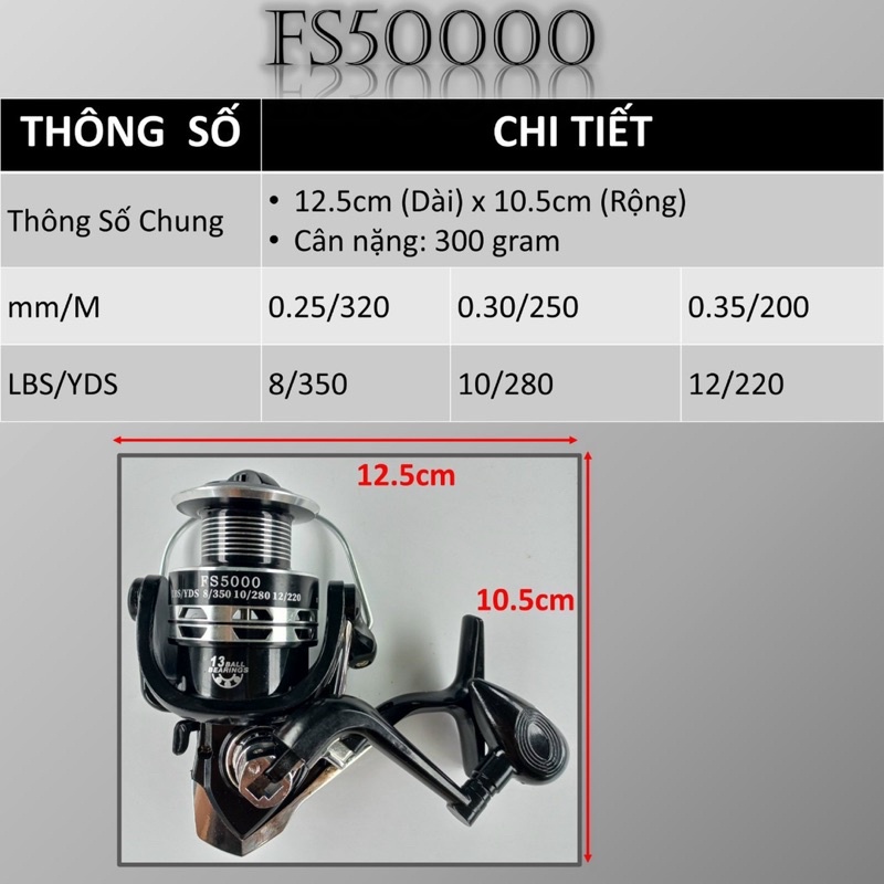 máy câu cá FS 7000 kim loại hàng loại 1 máy quay êm mượt y hình