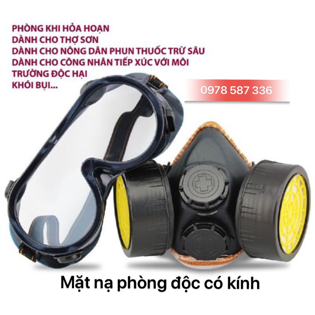 Mặt Nạ Phòng Độc - Có Kính - Hỗ Trợ Phun Thuốc Trừ Sâu