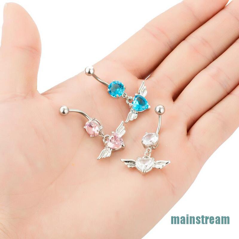 Khuyên Rốn Hình Đôi Cánh Đính Đá Pha Lê Sang Trọng 14g