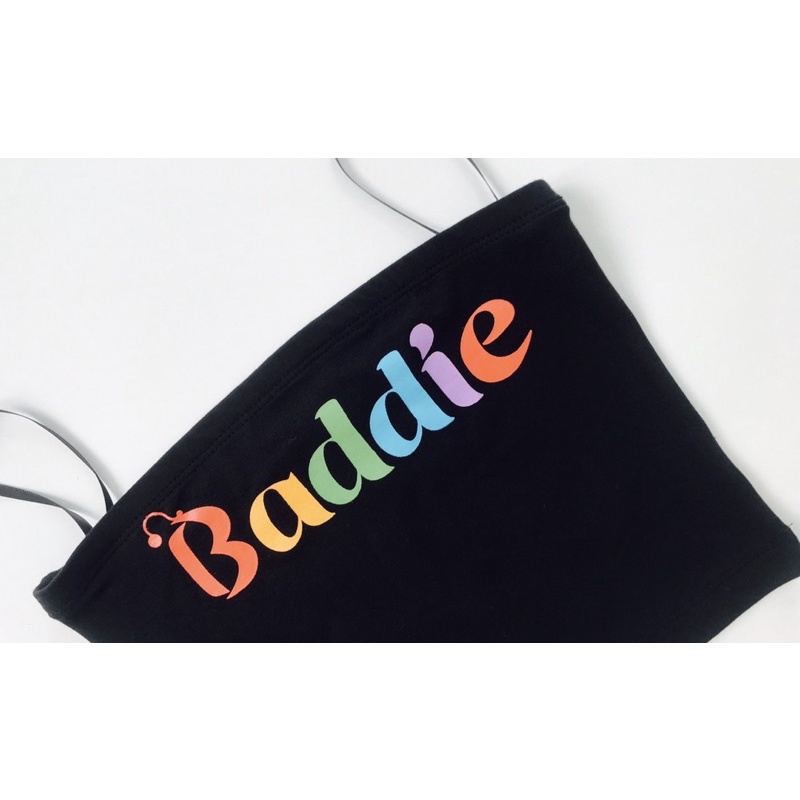 Áo ống cotton đen in chữ Baddie vnxk