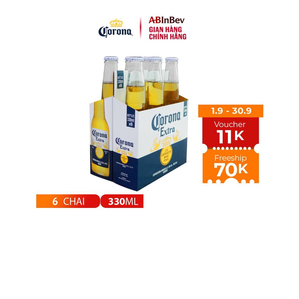 Bia Corona Extra nhập khẩu lốc 6 chai (330ml/chai)