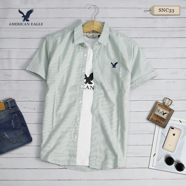 ÁO SƠ MI NAM TAY NGẮN SỌC CỔ BẺ | BigBuy360 - bigbuy360.vn