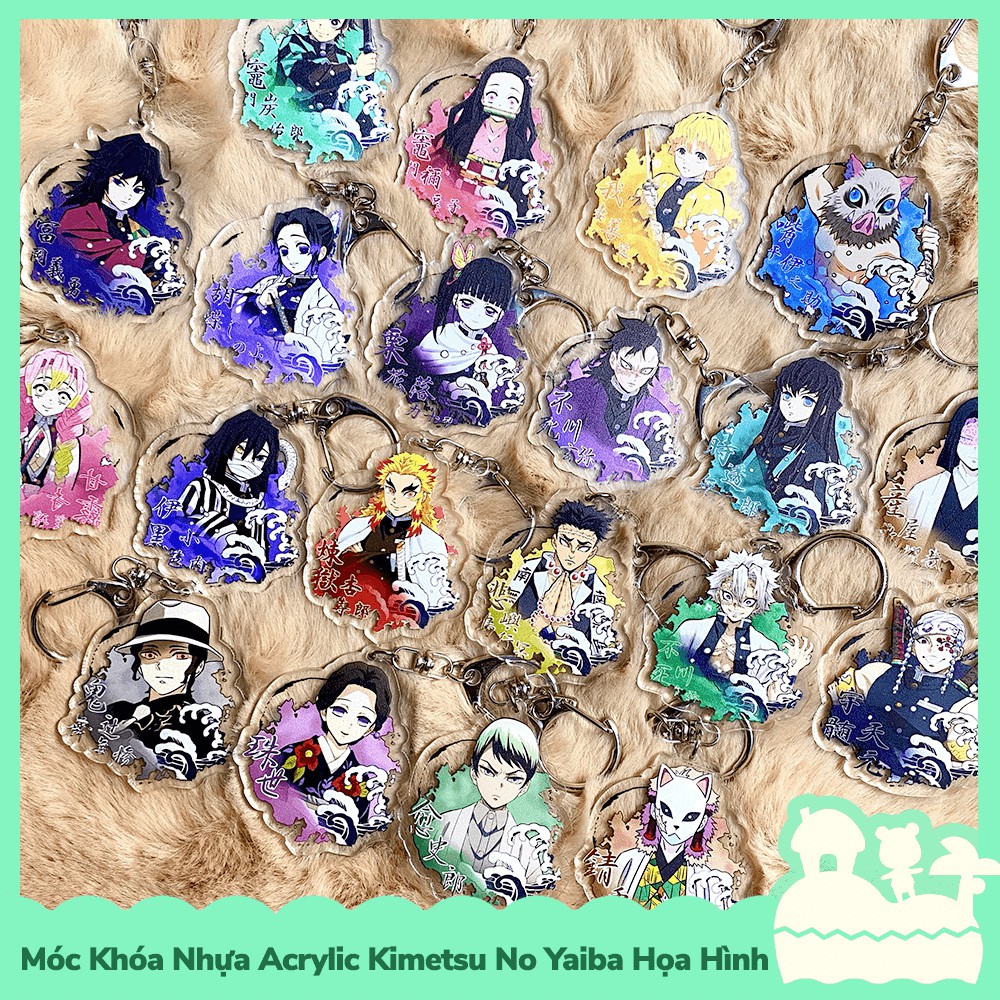 [Sẵn VN - NowShip] Móc Khóa Keychain Acrylic Nhựa Trong Kimetsu No Yaiba Demon Slayer Họa Hình Đủ Nhân Vật