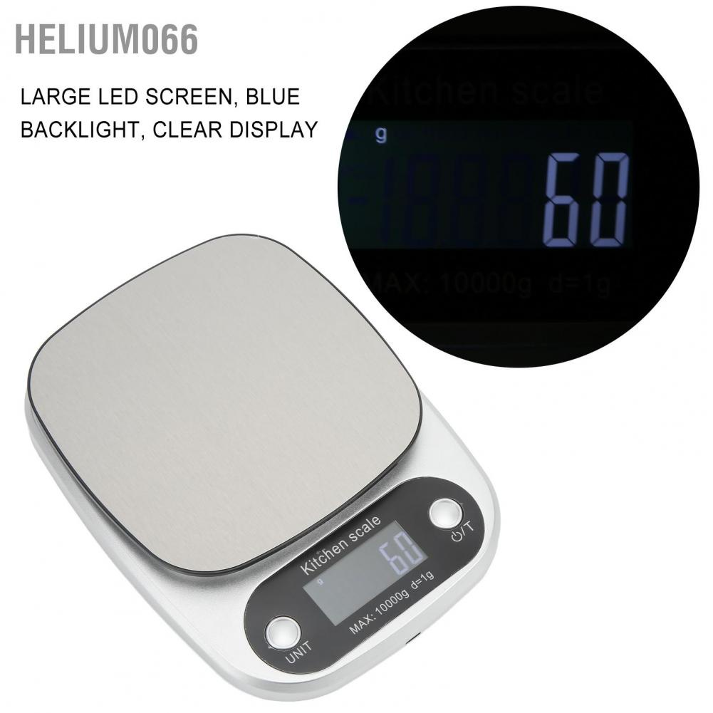 Helium066 Kitchen Food Scale High Accuracy Fast Cleaning LED Screen Blue Backlight for Baking Cooking