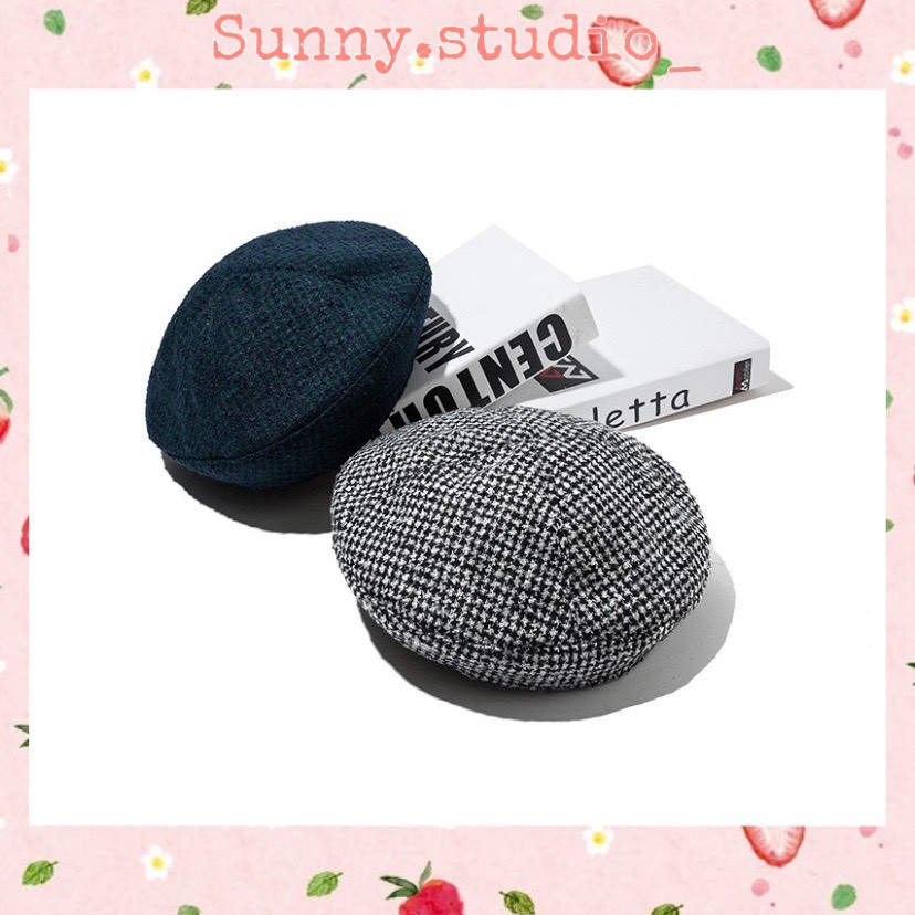 MŨ NỒI/MŨ BERET Vải Kaki - Tiện Dụng - Thời Trang - SUNNY005 Kẻ Caro Và Đen Trơn Basic