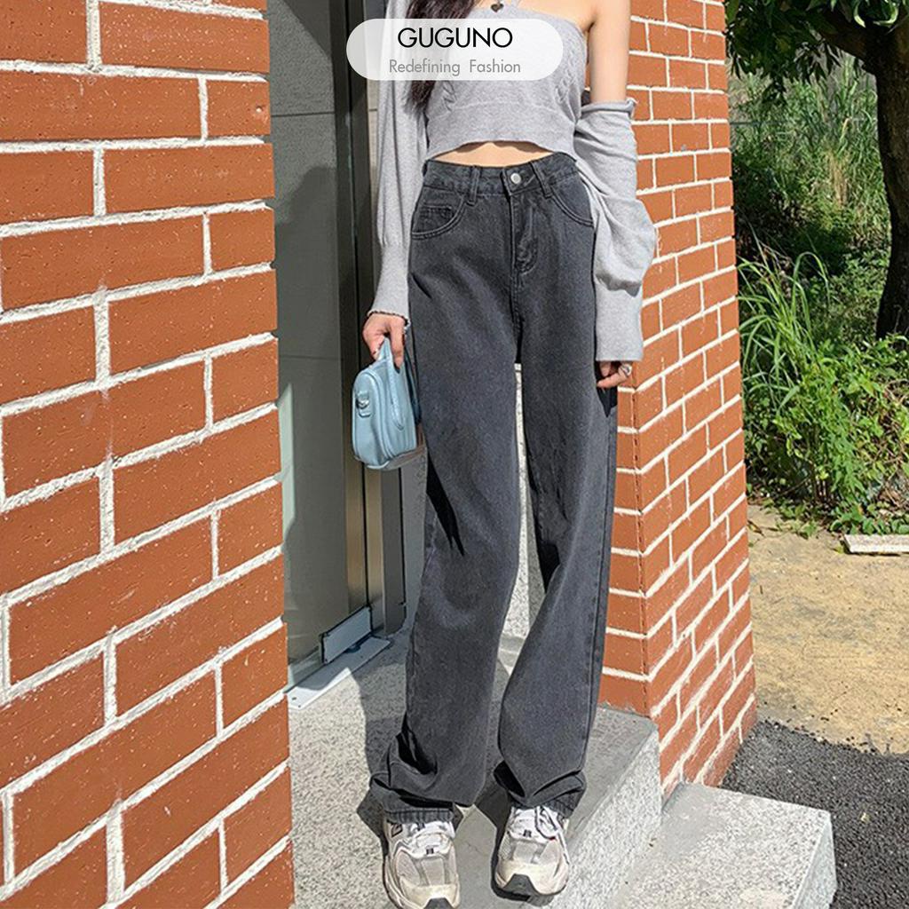 Quần jeans nữ ống rộng GUGUNO