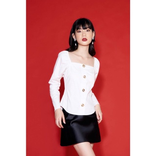 Dottie - áo kiểu cổ vuông nữ trắng t0429