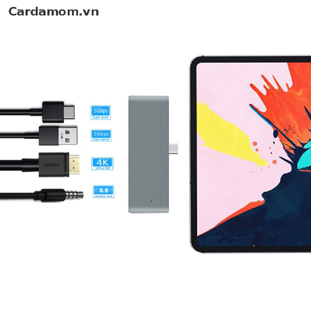 Đầu chuyển đổi USB C HUB Type C sang tai nghe 3.5mm 4K HDMI PD cho iPad Pro {Cardamom.vn}&lt;br&gt;