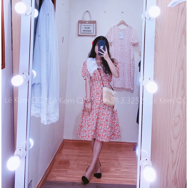 Váy Hoa Nhí 🌸 [FREESHIP ] 🌸 Váy Cổ Ren Chun Sau Đầm Váy Vintage Dáng Xoè Mới [ Hàng QCCC Có size SM ] 💋💋