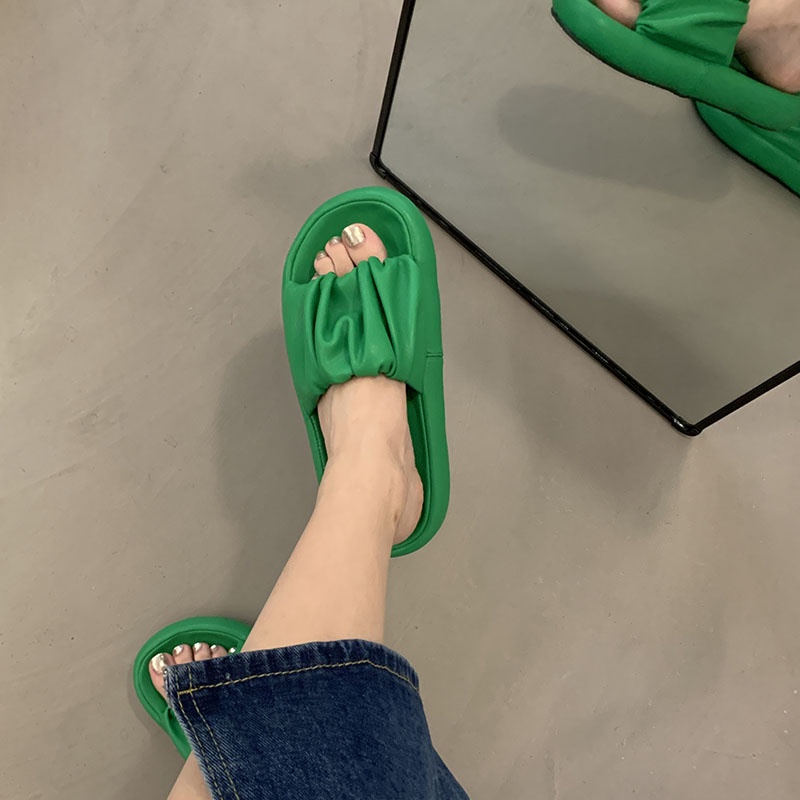 Dép IELGY quai ngang xếp nếp đế dày thời trang dành cho nữ