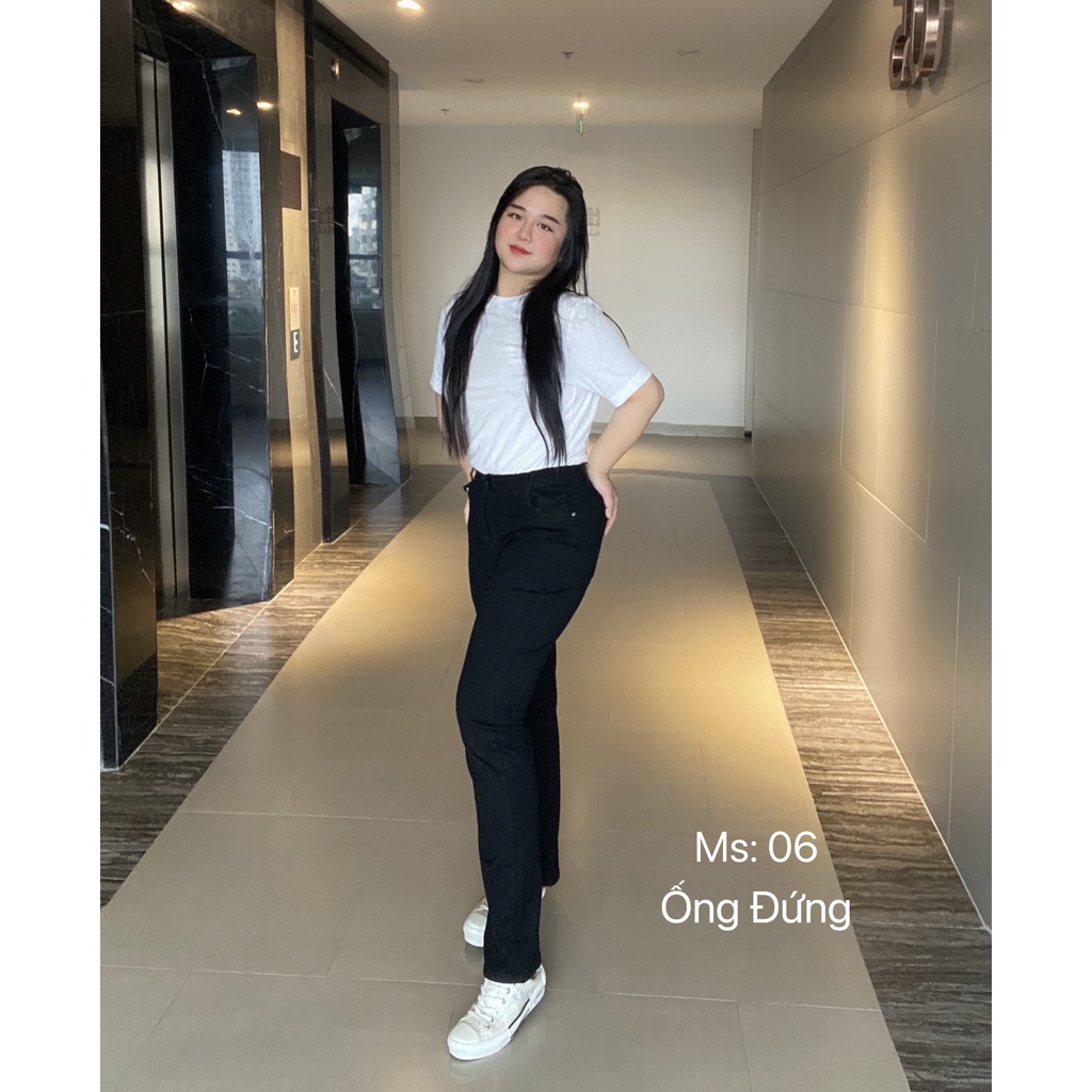 Quần jean nữ lưng cao ống đứng co giãn big size từ 55-90kg G-JEANS ,ống suông trơn cạp cao chất bò thoải mái dáng cao