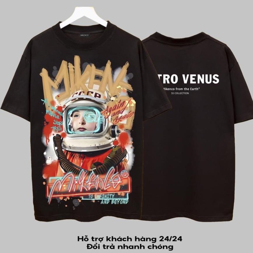 Áo thun tay lỡ MIKENCO, Áo thun unisex nam nữ from rộng oversize chất liệu cotton - Mỹ Tú Store