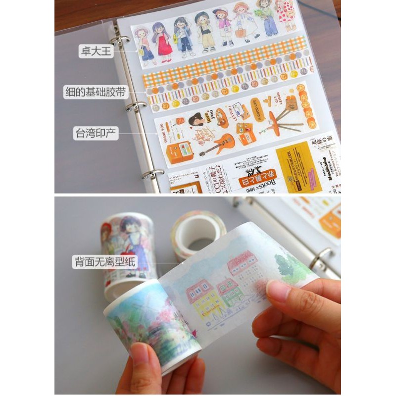 Sổ còng chiết lưu chữ washi tape,stiker