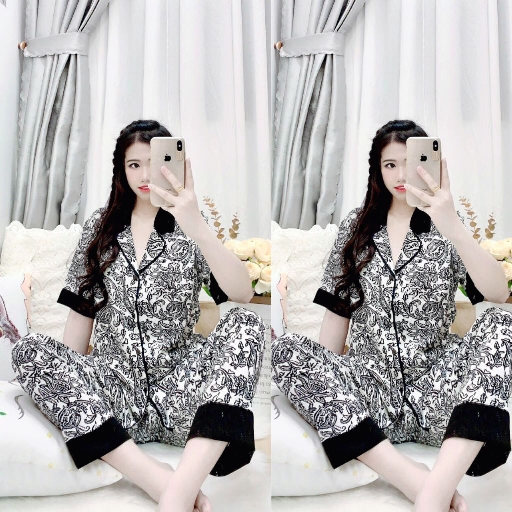 Đồ Ngủ Pijama, Đồ Ngủ nữ lụa cao cấp mềm mại xinh xắn &lt; 60kg