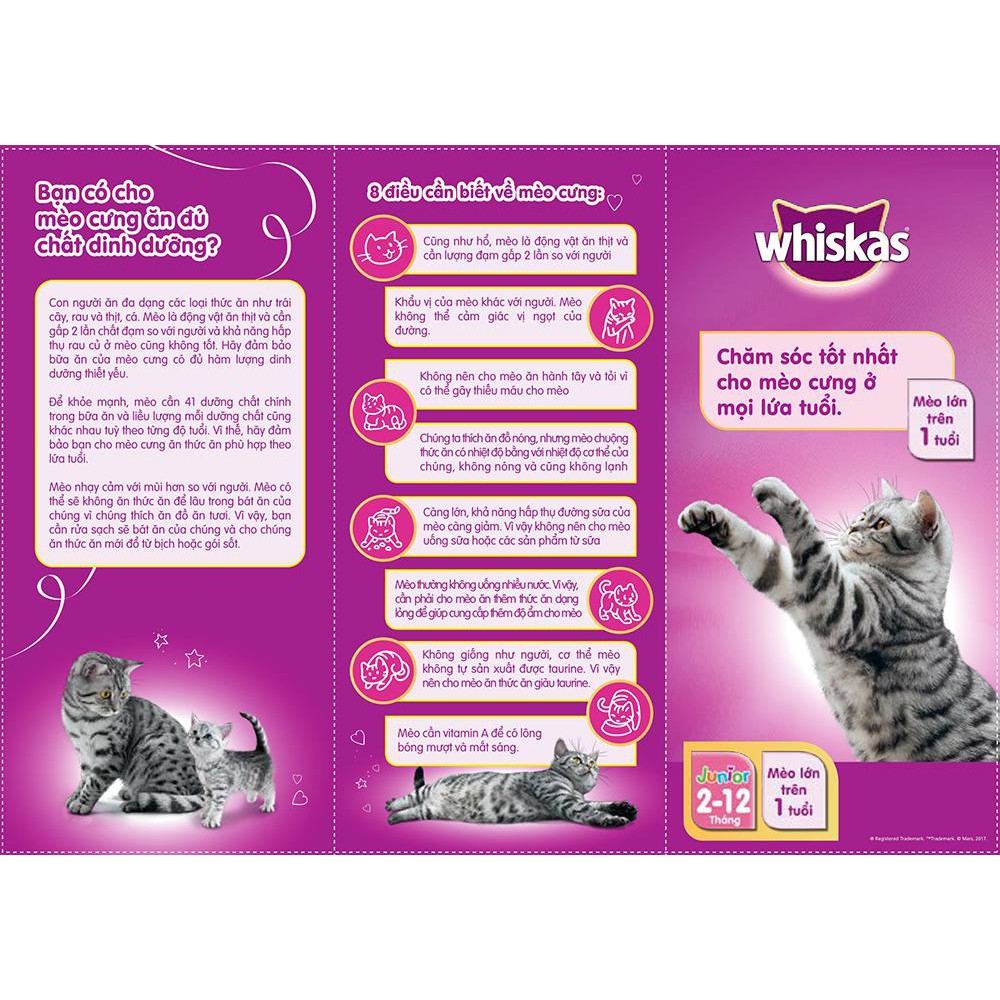 Thức ăn hạt Whiskas Junior dành cho mèo dưới 1 tuổi gói 1,1kg - Thức ăn hạt cho mèo Whiskas