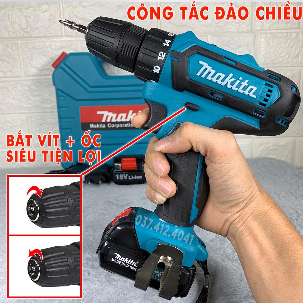 Máy Khoan Pin Maktia 18V - Máy Khoan Bắt Vít Cầm Tay - Tặng Mũi Khoan