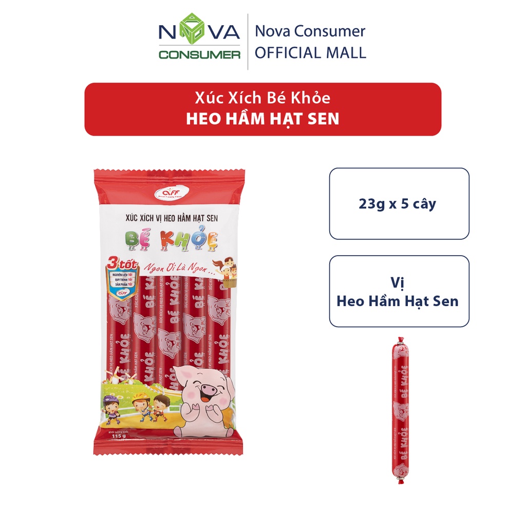 Xúc Xích Bé Khỏe Heo Hầm Hạt Sen (23g x 5 cây)