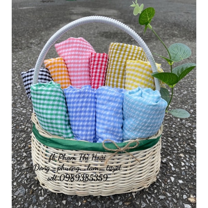 Vải caro xốp nhỏ hàn quốc nhiều màu may quần áo,trải bàn,pic nic