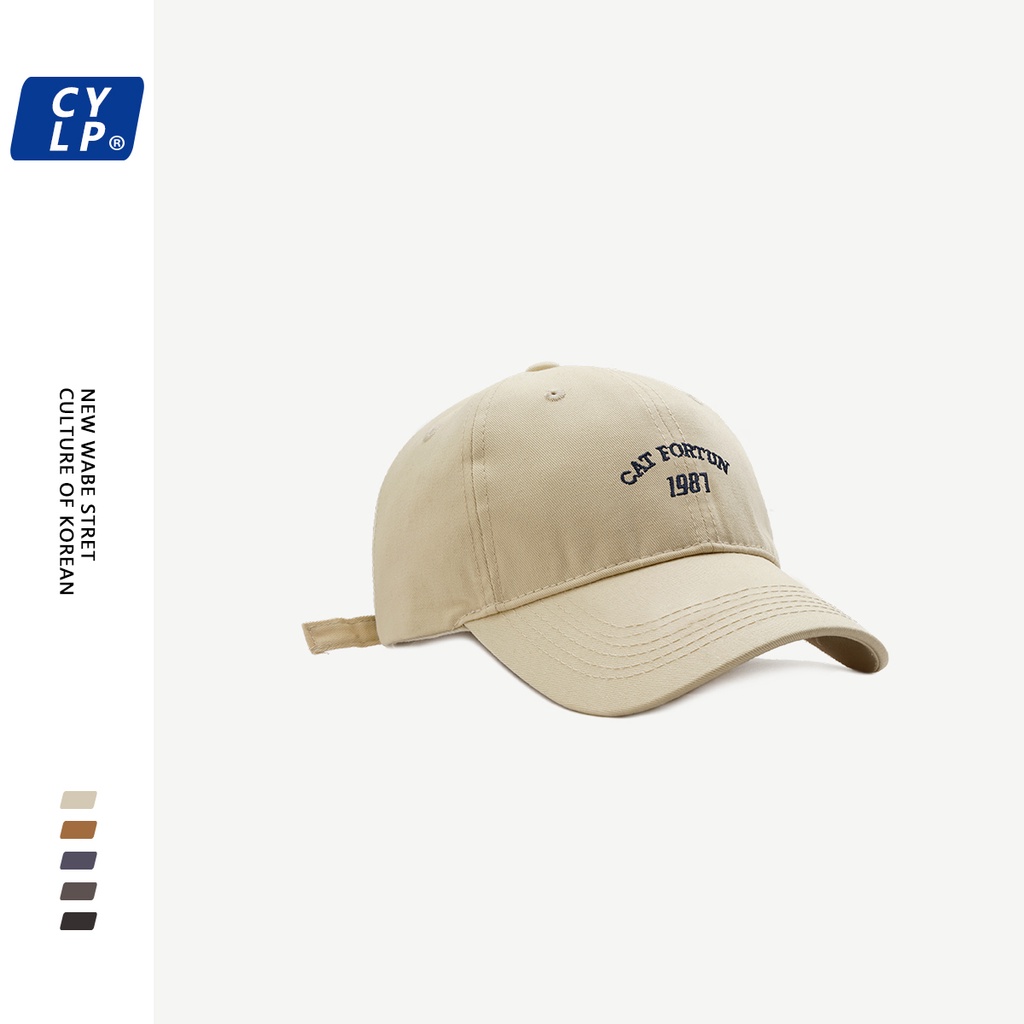 Nón lưỡi trai mềm thêu 1987 thời trang thu đông phong cách hàn quốc cho nam và nữ