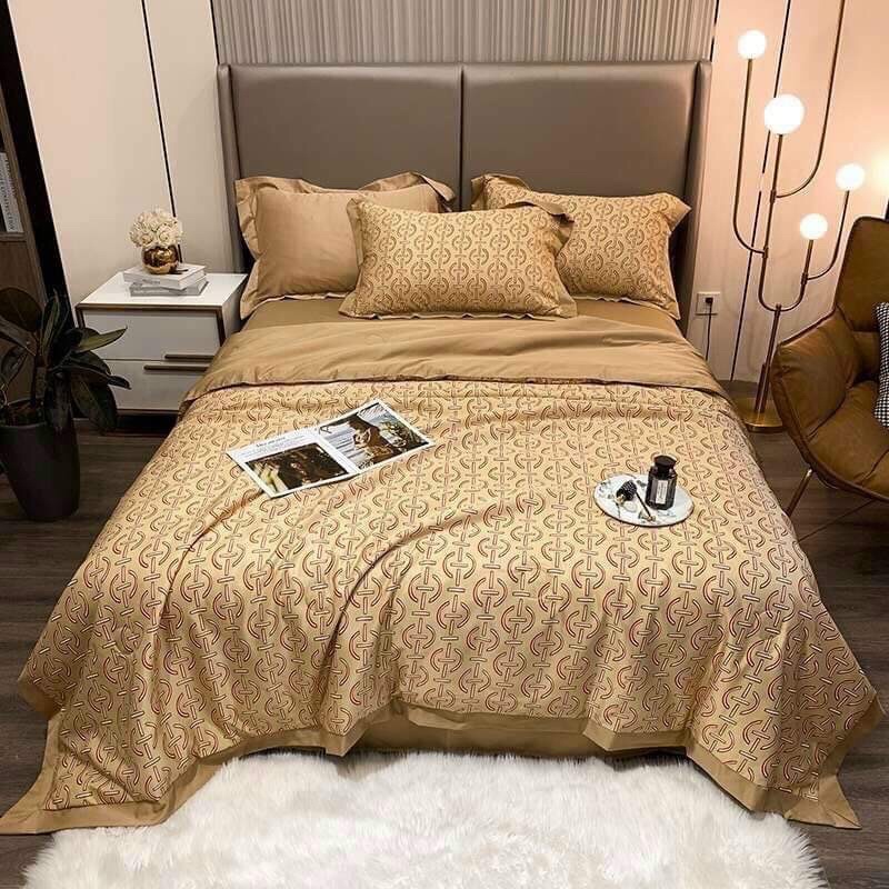 Bộ chăn ga gối lụa thái lạnh chăn hè 4 món( ib chọn màu và kích thước)