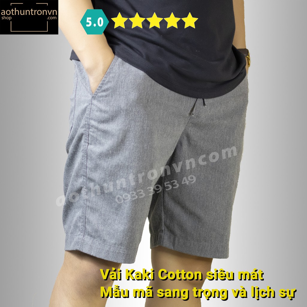 Quần Short Nam Kaki cotton 3 màu Đen / Xám / Rêu thương hiệu RINOMI ,quần Kaki cotton loại dày thoáng mát thiết kế đẹp | BigBuy360 - bigbuy360.vn