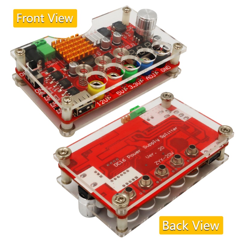 Bộ Bảng Mạch Nguồn ATX Acrylic Hỗ Trợ Núm Vặn Điện Áp 3.3V 5V 12V 1.8