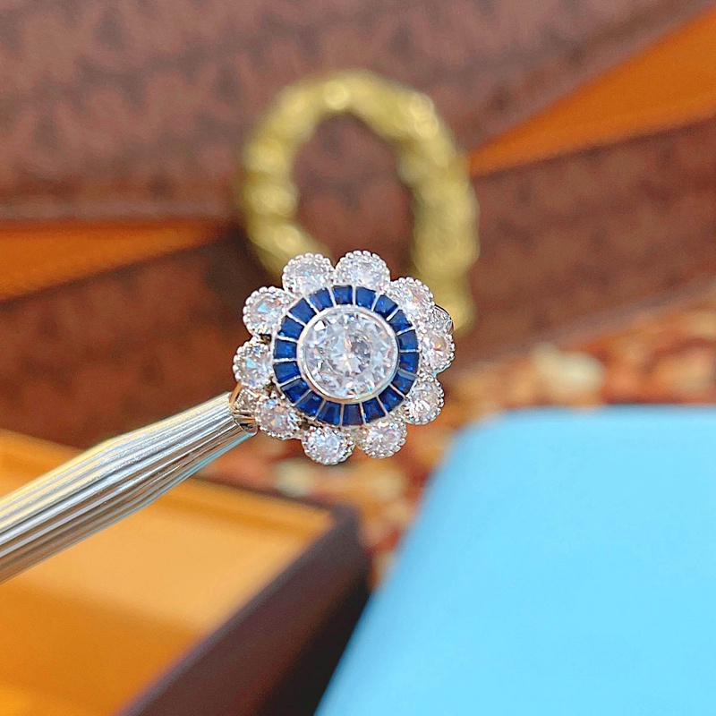 Nhẫn Hình Hoa Đính Đá Zircon Lấp Lánh Phong Cách Thanh Lịch Cho Nữ