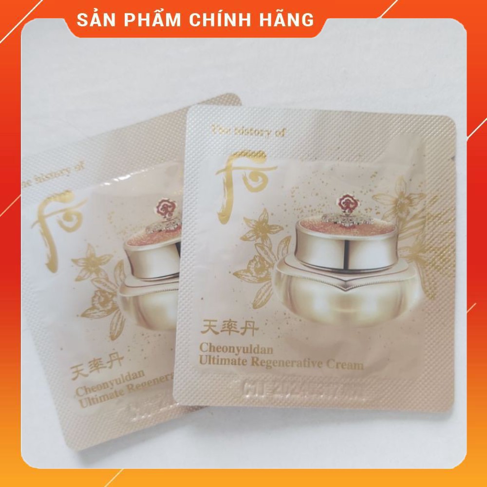 [Mới] Gói kem tái sinh Whoo chống lão hóa trẻ hóa da sau 4 tuần Cheonyuldan Ultimate Regenerating Cream 1ml