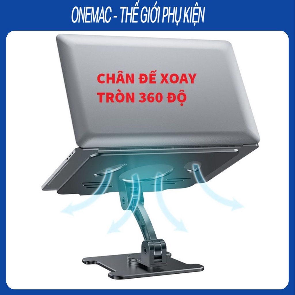 Đế kê laptop macbook máy tính bảng ipad hợp kim nhôm chống mỏi vai gáy chân đế xoay tròn 360 độ cao cấp VINPRO
