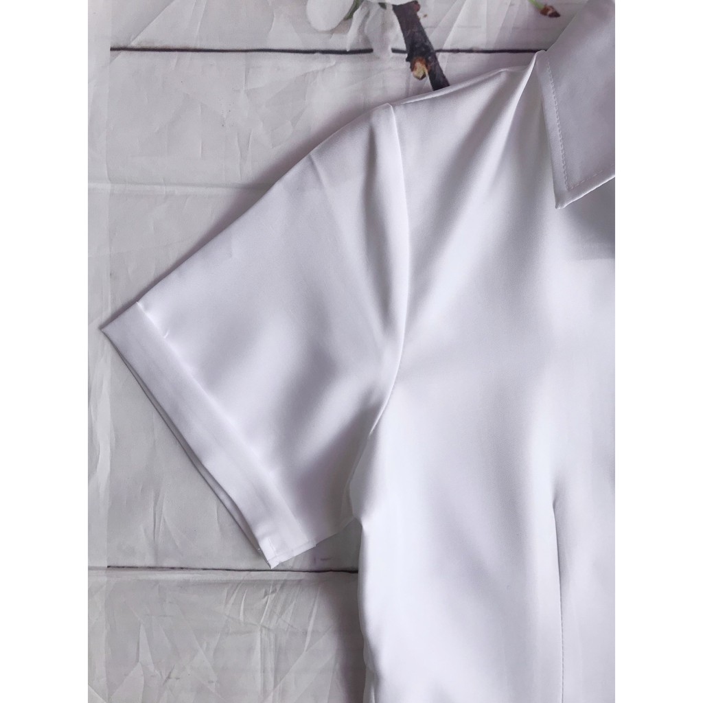 Áo sơ mi nữ tay ngắn cao cấp vải cotton loại 1 màu trắng ASNT203
