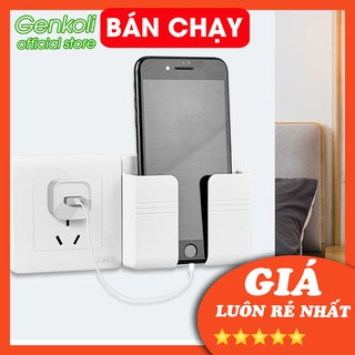 Giá đỡ điện thoại dán tường đa năng Giá kệ đỡ treo remote Kệ đỡ điện thoại khi sạc pin treo tường Genkoli