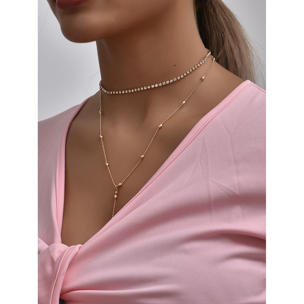 Dây chuyền choker chuỗi hạt đính đá kiểu dáng thời trang dành cho nữ XUYU