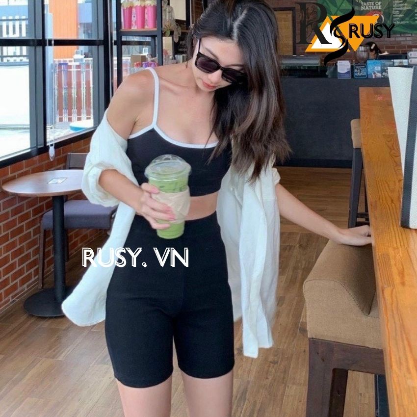 Áo 2 Dây Kiểu Croptop Chất Thoáng Mát Phối Viền Siêu Xinh