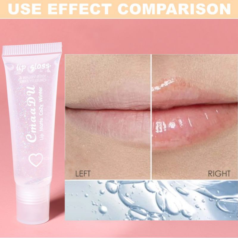 CmaaDu Moisturizing Plumping Clear Lip Gloss Big Lip Jelly Lip Matte Winter Cozy Lip Glossy Vitamin E Mineral Oil | BigBuy360 - bigbuy360.vn