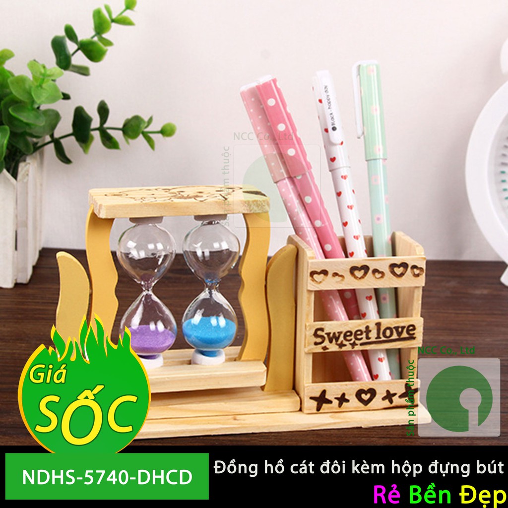 Đồng hồ cát đôi kèm hộp đựng bút - NDHS-5740-DHCD