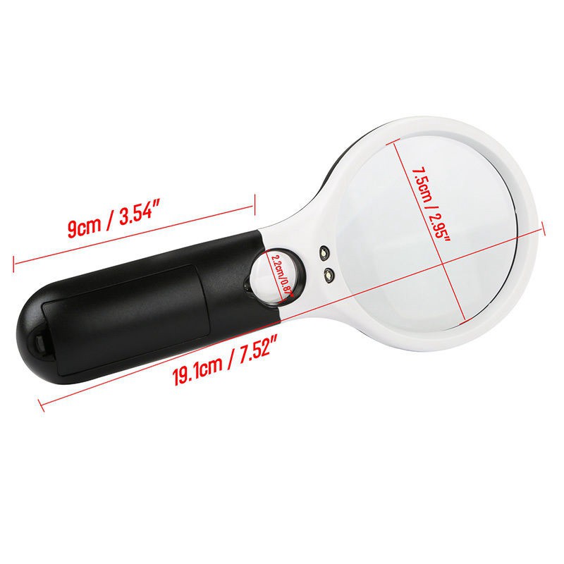 Kính Lúp Cầm Tay 45x Có 3 Đèn Led Tiện Lợi