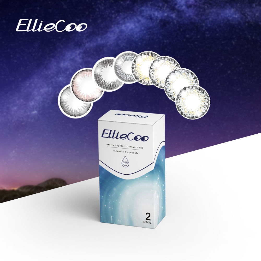 Bộ 2 cái / cặp kính áp tròng EllieCoo màu xám dòng Sky