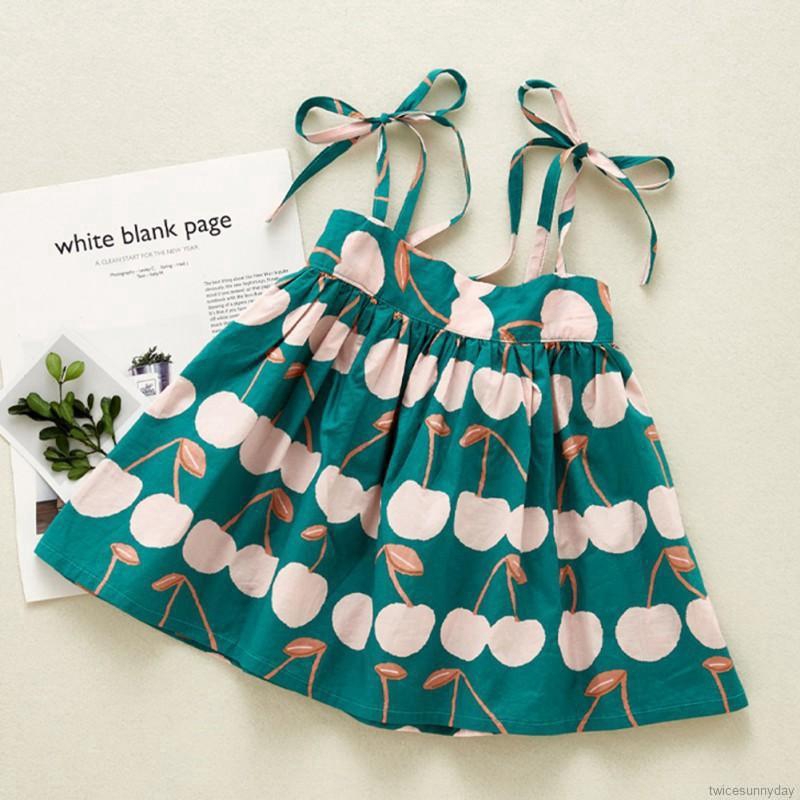 Đầm Không Tay Họa Tiết Hoa Xinh Xắn Cho Bé Gái