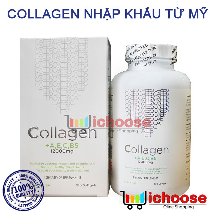 Viên uống đẹp da Collagen +AEC B5 12000MG USA (Hộp 180 viên)