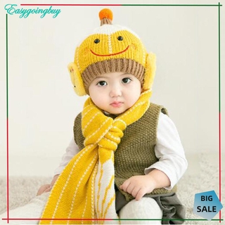 Bộ 2 Mũ Len Kèm Khăn Choàng Cổ Giữ Ấm Cho Bé