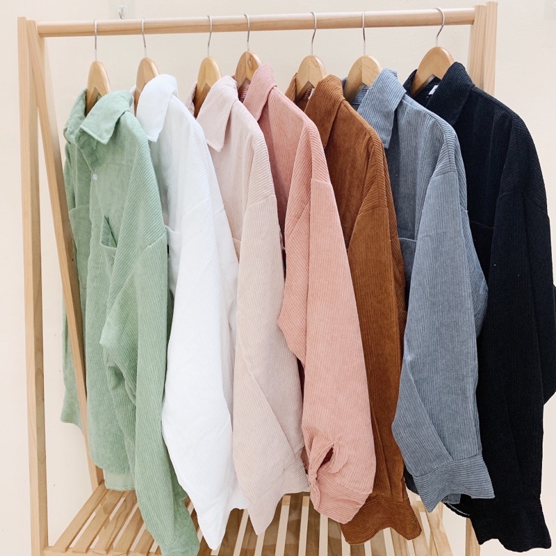 [Hình Thật] Áo Sơ Mi Nhung Tăm/ Nhung Gân Kupi tay dài Nam/Nữ Unisex Mr Smile 99 Shop