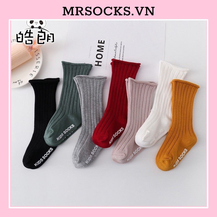 Tất trẻ em cổ cao trơn dài cho bé sơ sinh đến 2 tuổi cotton kháng khuẩn dành cho cả bé trai và bé gái VB050