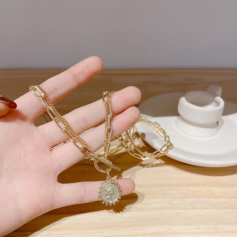 Vòng cổ mặt hình tròn thiết kế cá tính thời trang