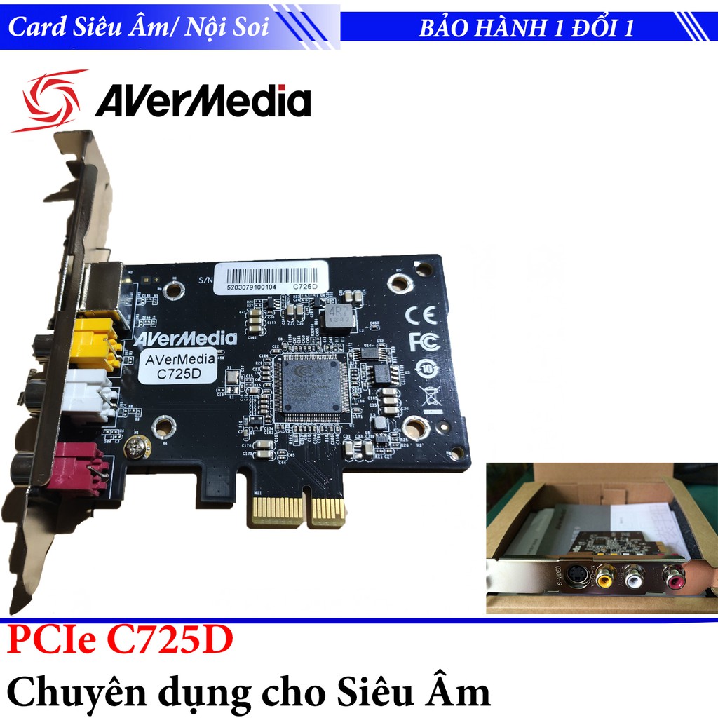 Card Chuyển Đổi PCI Ex sang AV, S-Video AVERMEDIA C725D Cao Cấp Chuyên dụng cho máy tính nội soi - siêu âm