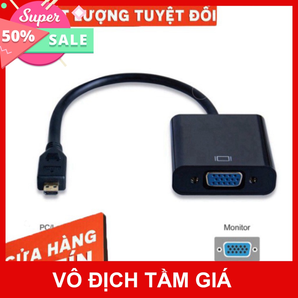 [Giá Sốc] Cáp Micro HDMi To VGA + Audio - Cáp Chuyển Micro HDMI Sang VGA ( Màu Ngẫu Nhiên )