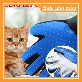 [Siêu Rẻ] Găng Tay Chải Lông Chó Mèo Tiện Dụng Màu Xanh