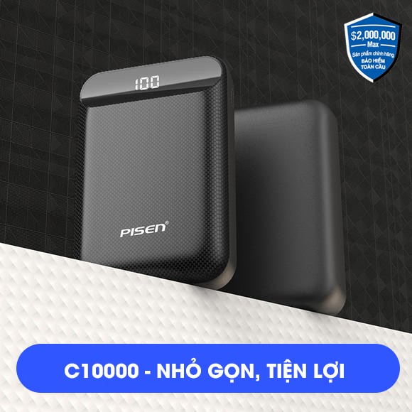 [CHÍNH HÃNG PISEN] Sạc Dự Phòng Pisen 10.000MAH Powerbox C1000 Led -TPD01CJ