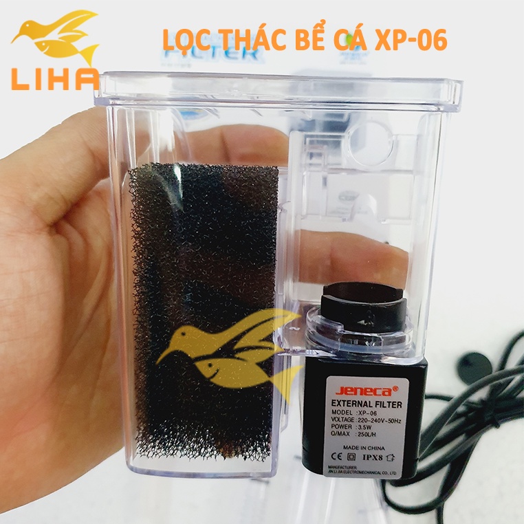 Lọc Thác Jeneca XP-06 (3.5W-250L/H) - Lọc Treo Mini XP06 Cho Bể Cá Cảnh